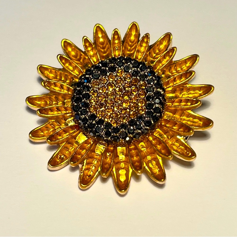 Rhinestone Sunflower Brooch
